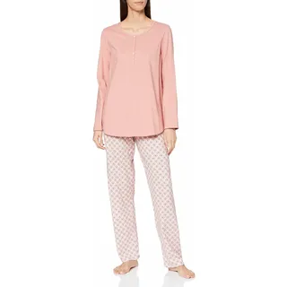 CALIDA Lovely Nights Pyjama, lang Damen, aus 100% Bio-Baumwolle, mit stoffbezogenem Gummibund