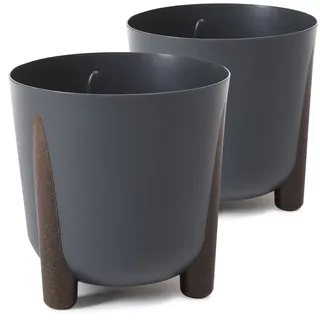 TULMERO Blumentopf matt, Pflanzkübel aus Übertopf Kunststoff Dekorativer Topf für, groß und klein Pflanzen, 2er-Set blumenkübel, blumenkübel kräutertopf, (2 Pack) Anthrazit, ø 30 cm