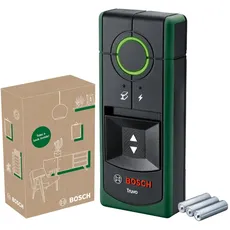Bosch Ortungsgerät Truvo der 2. Generation (einfache Ein-Knopf-Bedienung, einfaches Orten von stromführenden Kabeln und Metallobjekten, Wandscanner bis 70mm, im E-Commerce Karton)
