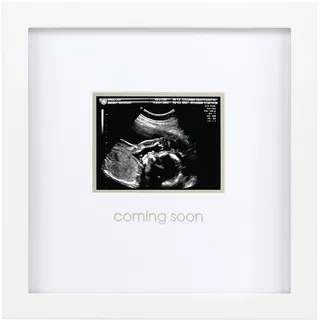 Pearhead Coming Soon Sonogram Frame, Gender Reveal Ultrasound Picture Frame, Nursery Wall Décor, White