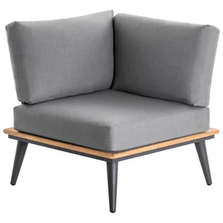 Niehoff Garden Loungeeckteil , Anthrazit, Teakfarben , Holz, Metall , Teakholz , massiv , Füllung: Schaumstoff , 81x80x81 cm , wetterbeständig, erweiterbar , Gartenmöbel, Loungemöbel, Lounge-Serien