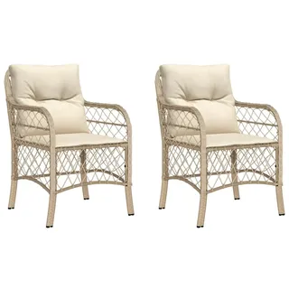 Gartenstühle mit Kissen 2 Stk. Beige Poly Rattan - Beige