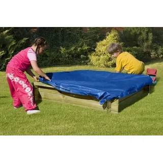 Sandkasten Plane Abdeckung Schutzhülle Abdeckplane mit Schnur für Sandkasten : 120 x 120 cm Sandkasten Größe: 120 x 120 cm - Blau