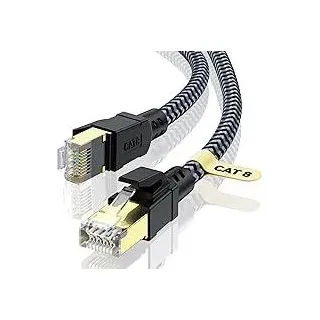 Cat 8 Ethernet Kabel 5M, 40Gbps Netzwerkkabel Hochgeschwindigkeits 2000MHz Ethernet Kabel, Gigabit RJ45 Nylon Geflochtener LAN Kabel, Patchkabel für PS5/4 Router Modem