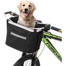Lixada Fahrradkorb vorne, faltbar, abnehmbar, für Fahrrad, Lenkerkorb, geschlossen mit Seil, verwendet als Korb für Haustiere, Gemüsekorb