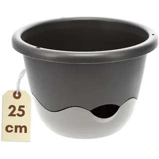 GarPet Blumentopf Hängend Blumenampel Außen Hängend Hängetopf Für Pflanzen Hängepflanzen Topf Hängeampel Hängender Blumentopf Mit Kette Wasserspeicher 25 Anthrazit