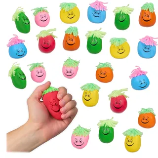 Relaxdays Stressball 6 cm, 24er Set, Grimasse/Haare, Antistressball knetbar für Kinder, Erwachsene, Knautschball, bunt