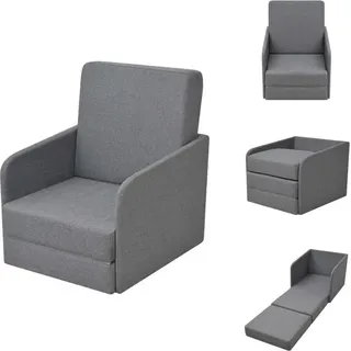 vidaXL Ausziehbarer Schlafsessel Hellgrau Stoff - Sessel - Grau