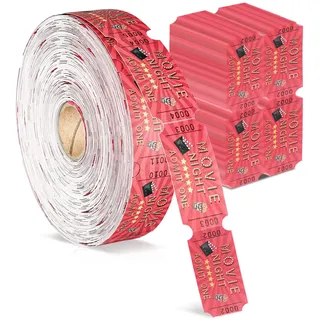 DOSTATNI 1000 Stück Filmtickets Rolle Goldene Ticket Filmnacht Dekorationen Einladung Tickets Einlass Einen Film Nacht Tickets Kino Dekor für Geburtstag Roter Teppich Party Halloween Weihnachten