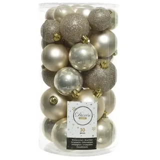 Amicasa 9022906 Set Christbaumkugeln Zylinder Kugel Mix Gold Glitter