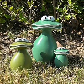 VIPOPICO 3er-Set Großer Frosch Figuren für Garten - Wetterfeste Gartendeko für Draußen & Innen, Niedliche Frosch Familie Deko für Balkon & Yard