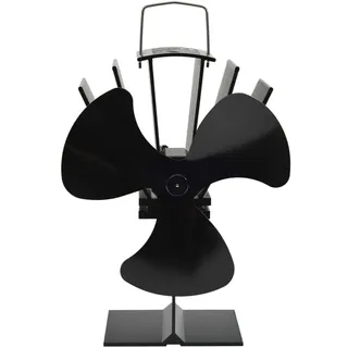 vidaXL Ofenventilator Wärmebetrieben 3 Blätter Schwarz - Schwarz