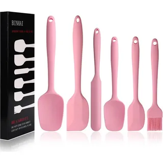 Silikon Spatel Set Rosa 6-teilig Antihaft Edelstahlkern Hitzebeständig