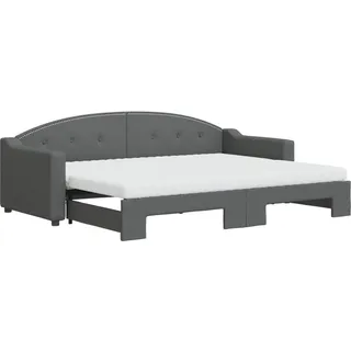 Tagesbett Ausziehbar mit Matratzen Dunkelgrau 80x200 cm Stoff - Grau, Dunkelgrau