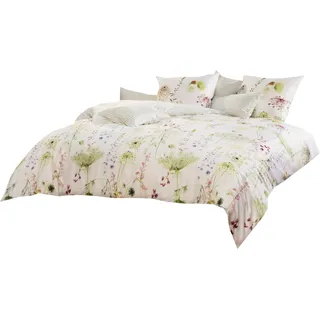 ESTELLA Bettwäsche Meadow | grün | 135x200 cm + 80x80 cm | seidig-glänzende Oberfläche | pflegeleicht & trocknerfest | atmungsaktiv & anschmiegsam | 100% Baumwolle