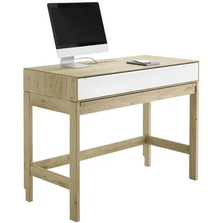 Valnatura Schreibtisch , Weiß, Eiche Bianco , Holz, Glas , Asteiche , massiv , 1 Schubladen , rechteckig , eckig , 58.3x93.4x122 cm , ausziehbar, Stauraum, in verschiedenen Holzarten erhältlich , Holzmöbel, Holztische, Schreibtische Holz, Schreibtische Holz