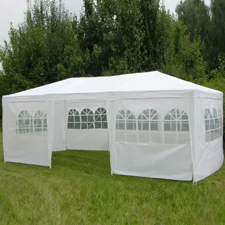 HI Pavillon mit Seitenwänden 3 x 6 m Weiß - Weiß