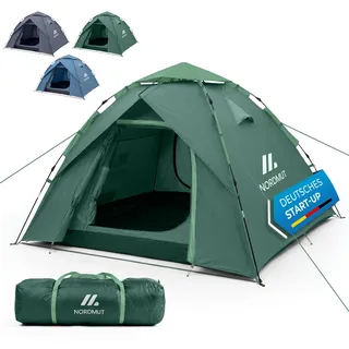 NORDMUT® Wurfzelt 2-4 Personen für blitzschnellen Aufbau – Pop Up Zelt 2-4 Personen wasserdicht & UV-Schutz – Campingzelt mit hervorragender Luftzirkulation (Grün)