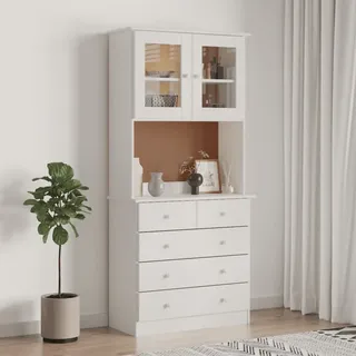vidaXL Highboard ALTA Weiß 77x35x165 cm Massivholz Kiefer - Weiß
