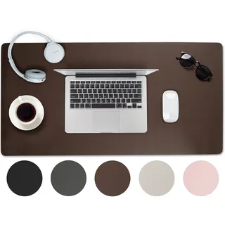 Sidorenko Schreibtischunterlage 80x40cm abwaschbar - Tischunterlage Schreibtisch aus PU-Leder - Schreibtisch Unterlage in Braun für Büro - rutschfeste Desk Mat, Mousepad, Mauspad, Schreibtischmatte