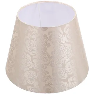 Lurrose Stoff Lampenschirm Tischlampe Stoffschirm Ersatzschirm Kronleuchter Lampe Schatten Rose Muster Stickerei Stehlampe Trommel Lampenschirm Textilschirm für für E27 E14 Bodenleuchte Beige