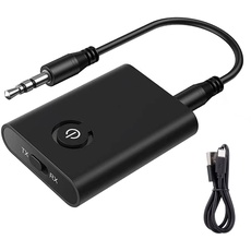 JeoPoom Bluetooth Transmitter Empfänger, 2 in 1 Kabelloser Audio-Adapter, 3,5mm Klinkenstecker, tragbarer Mini-Audio-Adapter, niedrige Latenz,für PC/TV/Auto Soundsystem/kabelgebundene Lautsprecher
