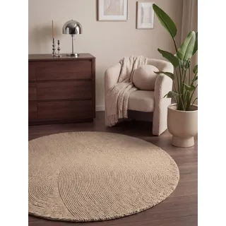 HANSE HOME Calmio Wollteppich Ø 200 cm Hellbeige