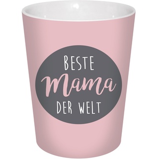 infinite by GEDA LABELS Beste Mama der Welt' Porzellanbecher V-Mug, Porzellan, rosa/grau, 8,5 x 8,5 x 10 cm