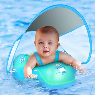 LAYCOL Schwimmring Baby mit Abnehmbarem Sonnendach, Baby Float Aufblasbare Schwimmreifen Baby für Baby ab 3-36 Monate(Grün, S)