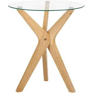 Beliani Beistelltisch Glas transparent/hellbraun 45 cm Valley