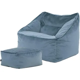 I.C.O.N. icon Sitzsack Sessel mit Sitzpouf , Hellblau, , Kunststoff , 100x80x80 cm , Hergestellt in Deutschland, Oeko-Tex® Standard 100 , Wohnzimmer, Sessel, Sitzsäcke, XXL Sitzsäcke