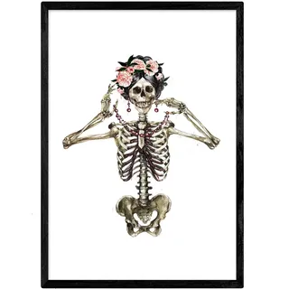 Nacnic Poster Schmuck Skelett Aquarell-Stil Kunst mit Bildern von menschliche Skelette. A3 Größe ohne Rahmen.