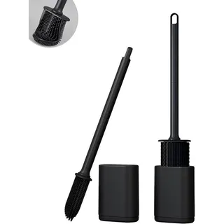Silikon-Toilet-Bürste, schnelle Trocknung, flexibel, doppelseitig, schwarze Toilet-Bürste, 2 Stück