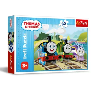 Trefl - Thomas and Friends, Fröhlicher Thomas - Puzzle 30 Teile - Buntes Puzzle mit Figuren aus der Fernsehserie über Lokomotiven, Kreative Unterhaltung, Spiel für Kinder ab 3 Jahren