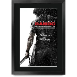 HWC Trading FR A3 Rambo 4 Sylvester Stallone Geschenke Gedrucktes Poster Signiertes Autogramm Bild für Film-Sammlerstücke Fans - A3 Gerahmt