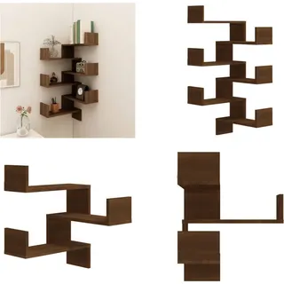 vidaXL Wand Eckregale 2 Stk. Braun Eiche 40x40x50 cm Holzwerkstoff - Wand-Eckregal - Wand-Eckregale - Wandregal - Eckregal - Braun
