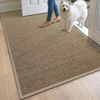 DEXI Fußmatte Innen 120 x 180 cm, rutschfest und Saugstark, Beige | Gewebte Oberfläche, Schmutzfangmatte, Gummirücken, Pflegeleicht, Dünn Türmatte Für Haustür, Flur & Küche