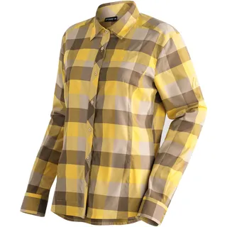 Funktionsbluse MAIER SPORTS "Kendra L/S W", Damen, Gr. 46, gelb (zartgelb), 97% Polyester, 3% Elasthan, Blusen Funktionsbluse, Damen Bluse, leichte Langarmbluse, Blusen-Shirt, Karobluse, Reg Fit