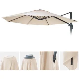 Sonnenschirmbezug HWC-A96, 8 Streben rund Ø3,5m 220g/m2 Polyester, Ersatz-Bezug z.B. für Ampelschirm HWC-A96 creme - Beige