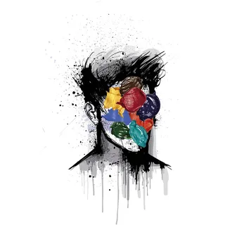 queence Leinwandbild »Kopf« Abstrakt   Bilder von Männern   Kunst   klassische Fantasie Premium-Leinwandstoff, Handarbeit aus Deutschland, bunt