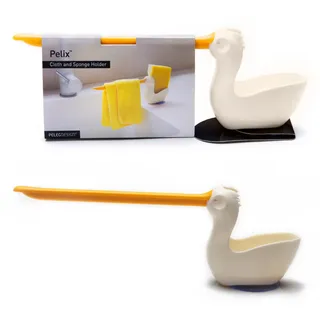 PELEG Design Pelix Schwamm- & Spültuchhalter – 2-in-1 Spülbecken Organizer mit Saugnapf, Küchen Organizer für Spülschwamm & Tuch, Küchenzubehör für Spüle