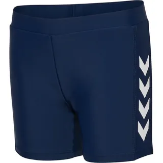 Badeshorts HUMMEL "hmlJR FITTED SWIM SHORTS", Kinder, Gr. 134, N-Gr, blau (marineblaus), Web, Obermaterial: 82% Polyamid, 18% Elasthan, Badehosen Badeshorts, schnell trocknendes Material, Jersey-Stoff, elastischer Bund