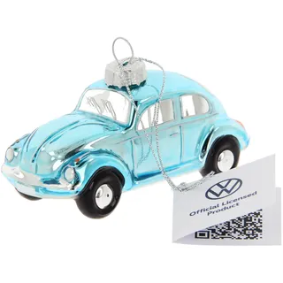 BRISA VW Collection - Käfer Weihnachtsschmuck Dekoration | Volkswagen Weihnachtsbaum Ornament Christbaum Kugel, Glänzend Handbemalt Miniatur Geschenkbox, Glas, Blau