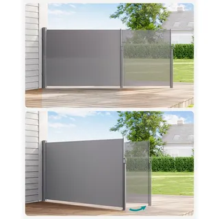 SONGMICS Bodenhalterung für Seitenmarkisen-Pfosten, Metallplatte mit Kunststoff-Deckel, Ausziehfixierung, Bodenplatte, nur für SONGMICS Seitenmarkisen mit Alu-Standpfosten geeignet, grau GSA004 - Grau