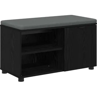 Flurbank mit Kissen mit Regal Schwarze Eiche 80 x 38 x 46 cm - Schwarz