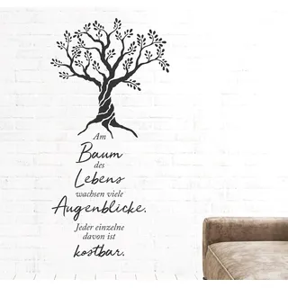 tjapalo® pkm537 Wandtattoo Wohnzimmer Wandspruch Baum des Lebens Sprüche Zitate Wandaufkleber, Größe: H120xB57cm, Farbe: dunkelgrau