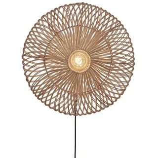 Good & Mojo Wandleuchte , Naturfarben , Naturmaterialien , Rattan , rund , 14 cm , einfach zu transportieren , Lampen & Leuchten, Innenbeleuchtung, Wandleuchten