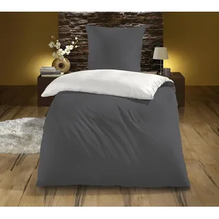Wendebettwäsche KINZLER "Mikrofaser "Cashmere Touch", dunkelgrau, B/L: 135cm x 200cm, 1 Stk., 1 Stk., Polyester, B/L: 80cm x 80cm, 2 tlg., Polyester, Obermaterial: 100% Polyester, Bettwäsche, Wendebettwäsche, Unifarben, besonders weich