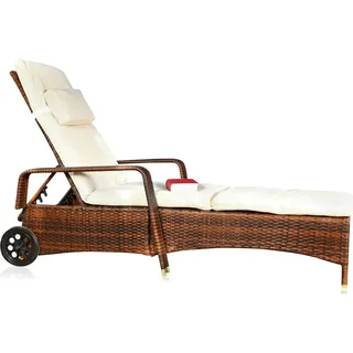Melko Sonnenliege Polyrattan Gartenliege Rattanmöbel Saunaliege Strandliege - Braun - Braun
