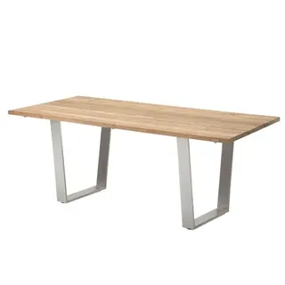 Niehoff Gartentisch 220 x 95 x 76 cm Braun/Silber/Weiß